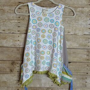 MATILDA JANE ITS A WONDERFUL PARADE CLASSIC COLORFUL PINWHEEL TRAPEZE TUNIC TOP